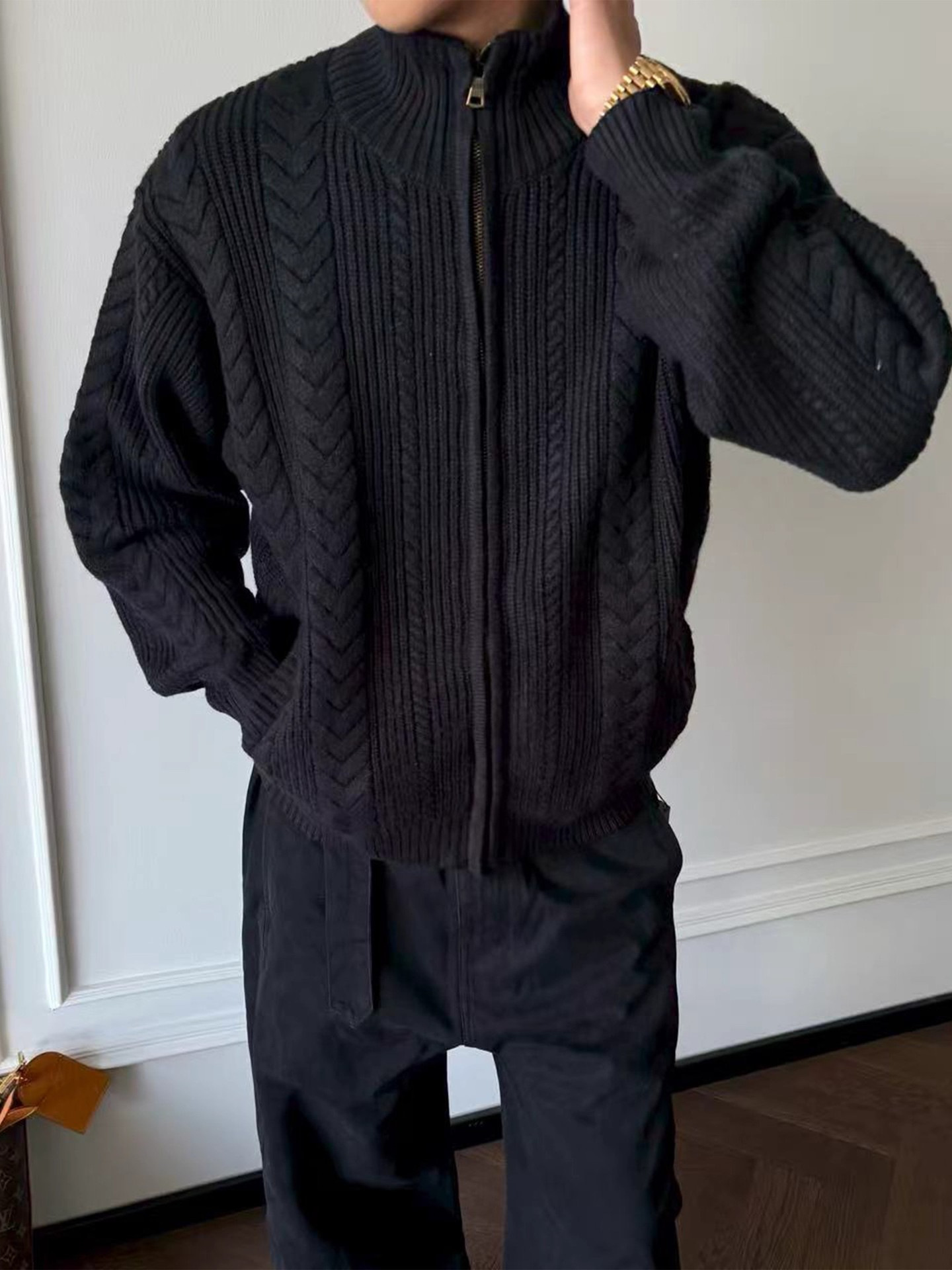 Black sweater with zipper