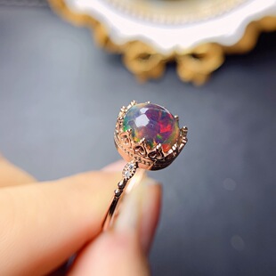 New natural Opal ring S925 silver inlaid main stone 8*10mm Joker net red explosions women's jewelry wholesale