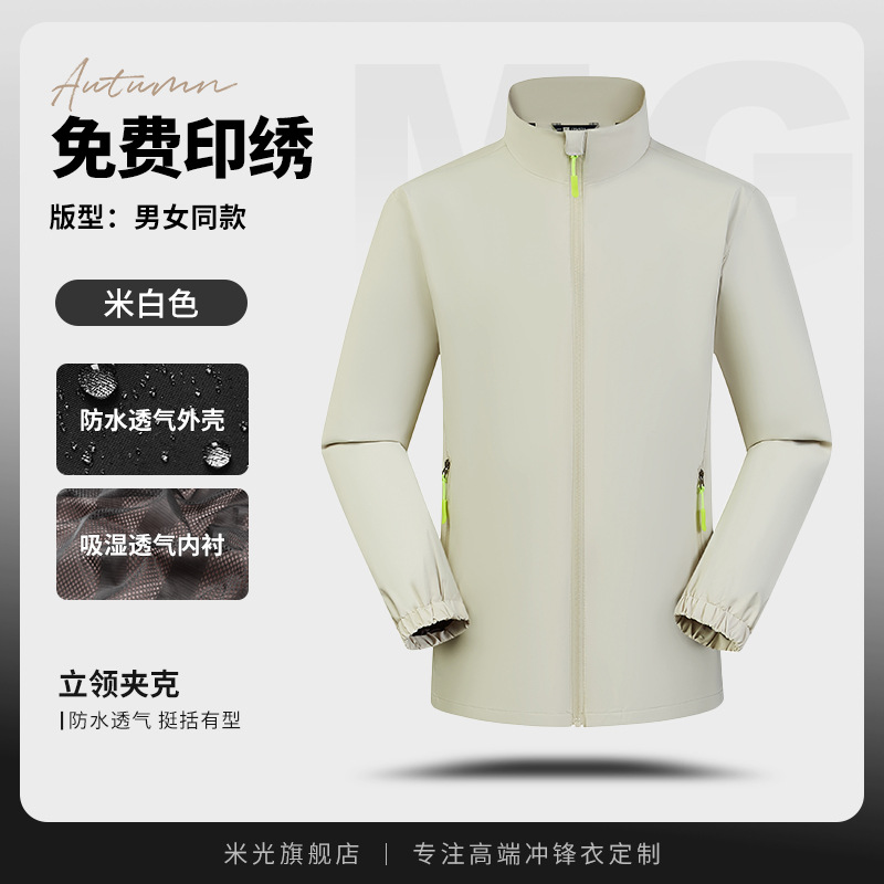 Off-white [stand-up collar-three-proof jacket style]
