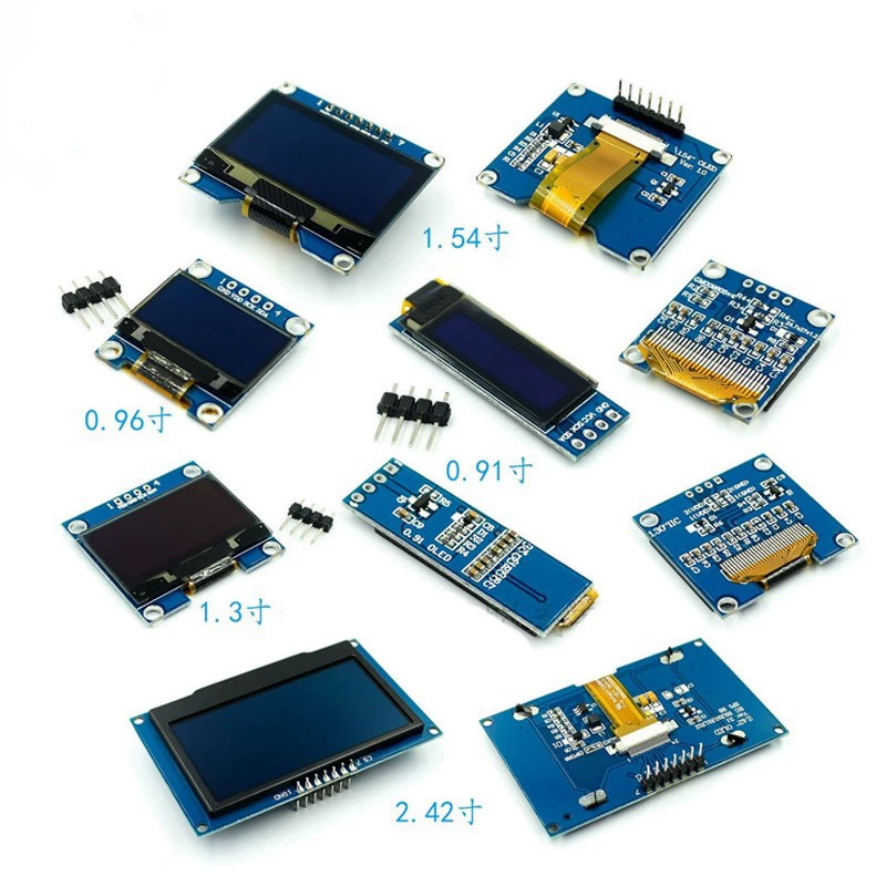 0.66/0.91/0.96/1.3/1.54/2.42-дюймовый белый/желтый/синий двухцветный OLED-дисплей