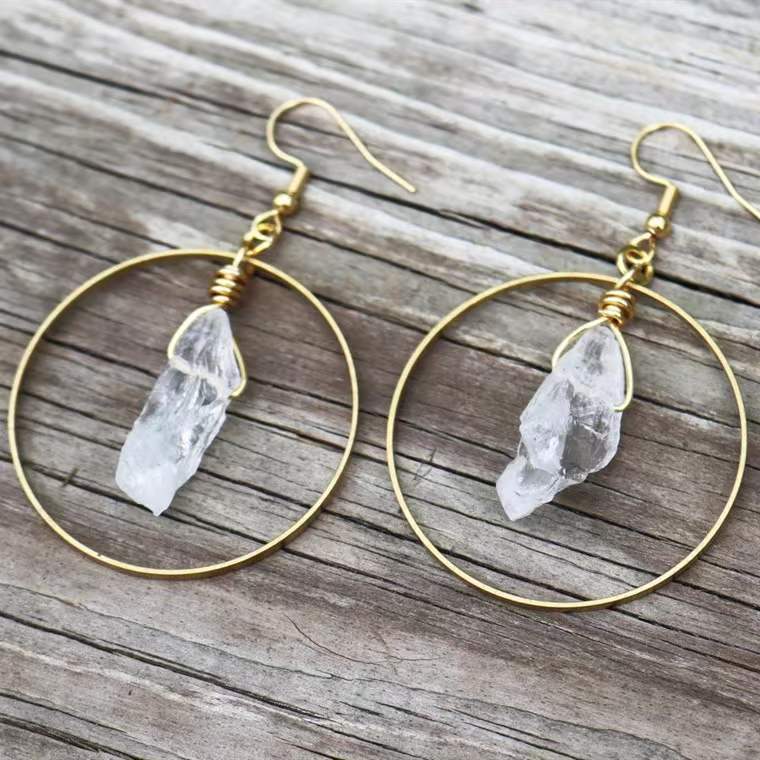 Retro Moon Crystal Handmade Drop Earrings 1 Pair