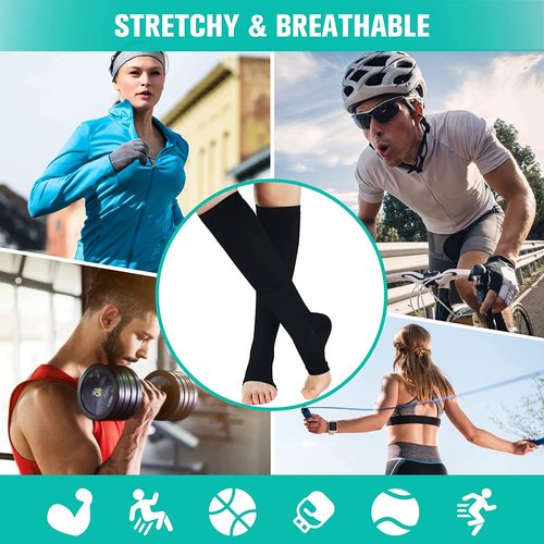 Amazon cross-border new product open toe pressure calf socks mid-tube beautiful legs elastic compression socks manufacturer wholesale