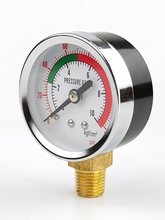 压力表Y-50/10KG径向三色140psi气压表2分螺纹管路指针压力显示表