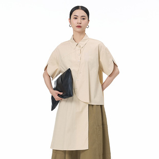 2025 New Summer Style Irregular Design Korean Style Japanese Style Tops Plus Size Women's Loose Short-Sleeved Shirts 3698