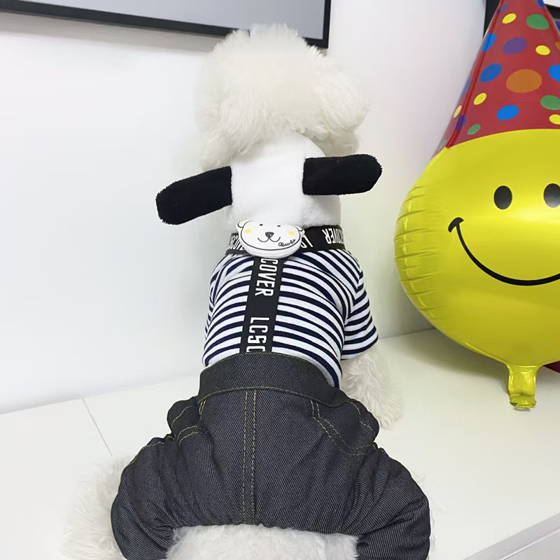 후드 스트라이프 코튼 코트