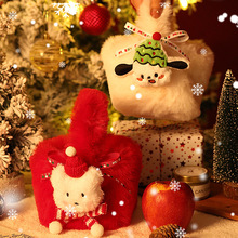 圣诞节平安夜苹果礼品包装袋卡通毛绒袋礼物小手提袋子精致礼品袋