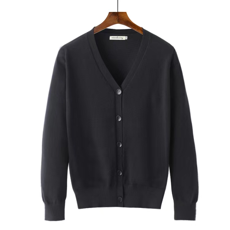 Nurse Knitted Sweater Ogo Doctor Work Uniform Unisex V-Neck Black Cardigan Loose Coat
