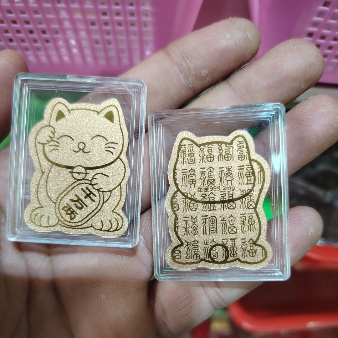 서리로 덥은 행운의 고양이