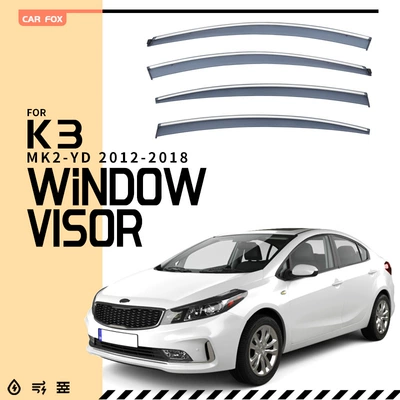 Suitable for KIA K3S hatchback three-compartment rain shield KIA K3 Window visor (Rain shield) - standard-packing-without-logo-kia-k3-sedan-mk2-yd-2012-2018-pc-with-bright-strip-car-window-rain-shield