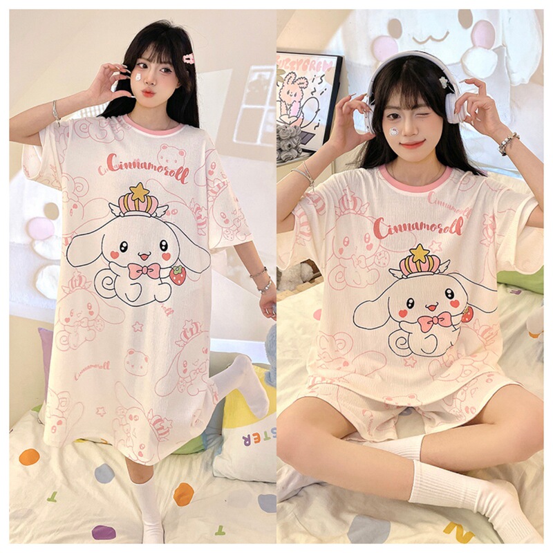 Popular Nightgown and Pajamas for Women, Summer Set, Cartoon Cute Casual Wear, Can Be Worn Outside, Home Wear, Wholesale, Foreign Trade