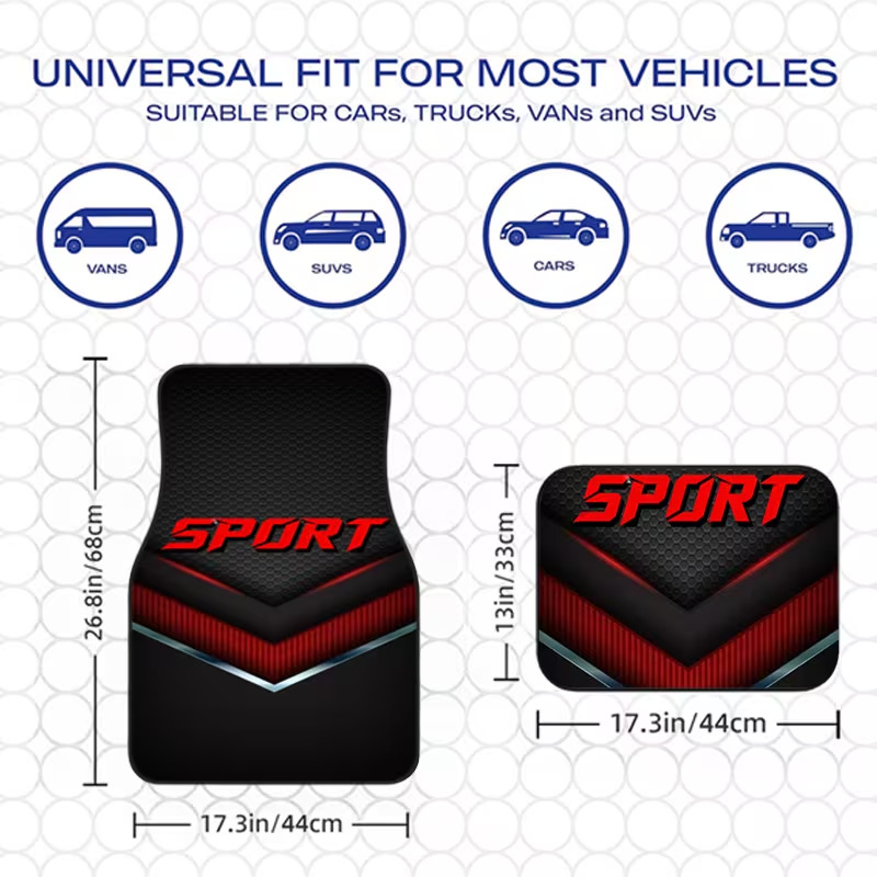 Universal Car Floor Mat Set of Four, Crystal Velvet Mats, Decorative Foot Pads, Dirt-Resistant, Customizable Cross-Border Set