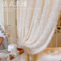 フレンチinsクリーム風ロマンチックなレースの半カーテンは光を通さないカーテン紹興穴を開けない半カーテンのコーヒーカーテンです。