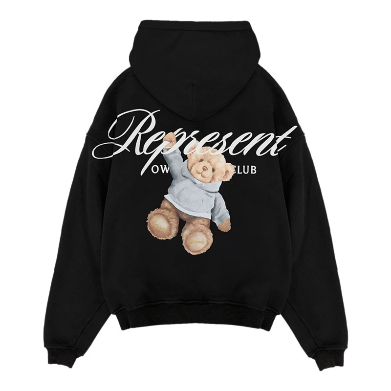 Cross-Border Trendy Brand Represent Teddy Bear Cursive Hoodie Autumn 3D Printed High Street Loose Long-Sleeved Jacket Cross-Border Trendy Brand Represent Teddy Bear Cursive Hoodie Autumn 3D Printed High Street Loose Long-Sleeved Jacket