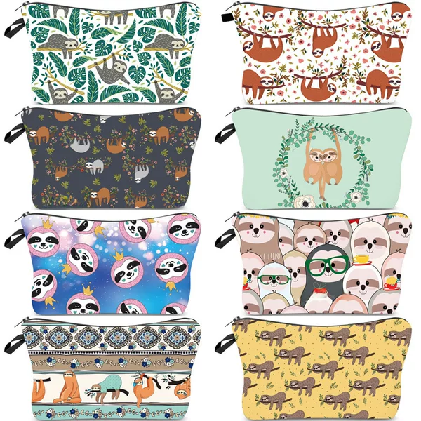 Cross-border Amazon European and American Sloth Printed Cosmetic Bag Clutch Bag Women's Multifunctional Travel Storage Bag