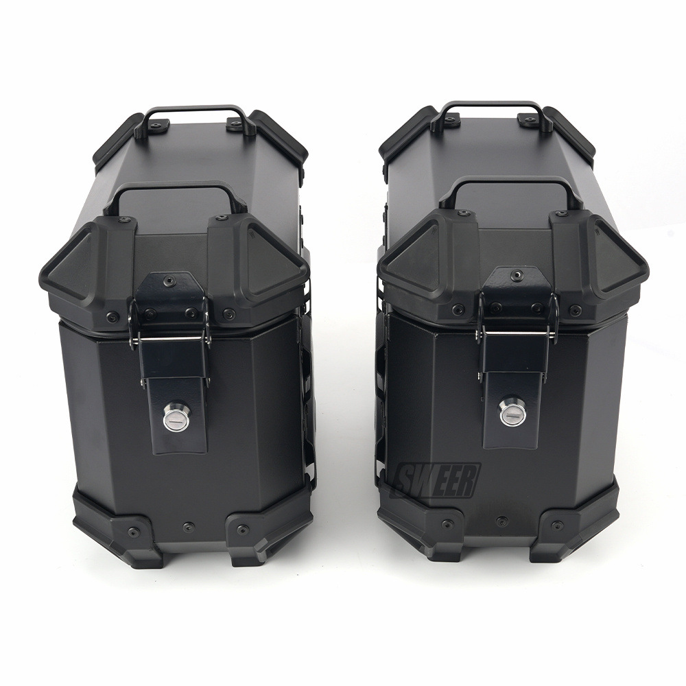 18L Black Samurai Motorcycle Aluminum Alloy Side Box Motorcycle Waterproof Anti-collision Three Boxes Universal Side Box 35L Side Box