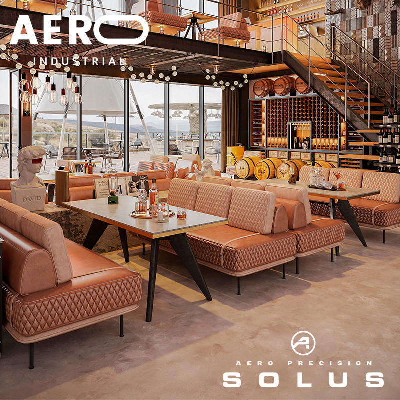 Cross-Border American-Style Industrial Bar, Craft Beer Bar, Music Restaurant, Booth Sofa, Cafe Table and Chair Set