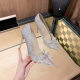 silver Champagne High Heels Bowknot Temperament Socialite French Wedding Shoes Niche High-end Hesu Wedding Dress