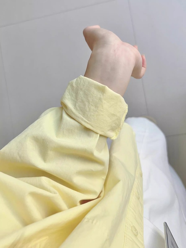 2025新款多巴胺奶黄色棉衬衫女秋季叠穿宽松衬衣外套外穿小清新|undefined