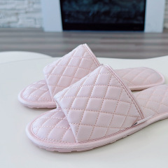 halluci 新品四季簡約純色系 仿真絲菱格室內家居防滑靜音拖鞋女