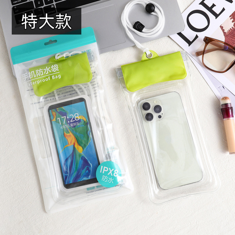 国境を越えた3本の密封された携帯電話防水袋は、タッチスクリーンの水泳エアバッグを漂流して首をかける防水携帯電話カバーを透明にすることができる|undefined
