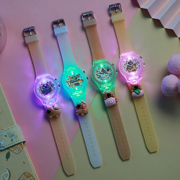 Popular Foreign Trade Product: Luminous Cartoon Capybara Silicone Children's Watch with Doll for Elementary School Students