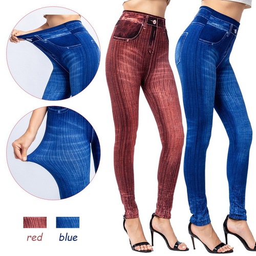 Woven denim-style track pants with print, outerwear fitness high-stretch high-stretch slimming 9/10 pants