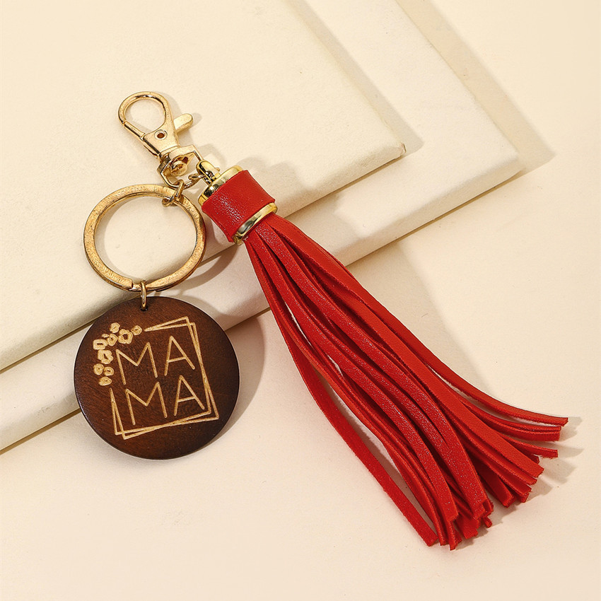 17g Weight Keychain Classification 1 Piece Quantity Casual, Holiday, Daily Occasion Pu Leather Material Mother'S Day Festival Letter, Tassel Pattern Unisex Gender Modern Style Style Modern Style Letter Tassel Pu Leather Mother'S Day Unisex Keychain 37