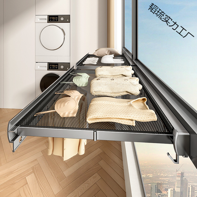Tiandiyu balcony invisible folding clothes drying rack shoe rack…