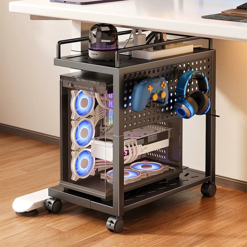 Computer Host Stand Bracket, Retractable Office Storage Rack, Under-Desk Desktop Case Base, Movable Tray Computer Host Stand Bracket, Retractable Office Storage Rack, Under-Desk Desktop Case Base, Movable Tray