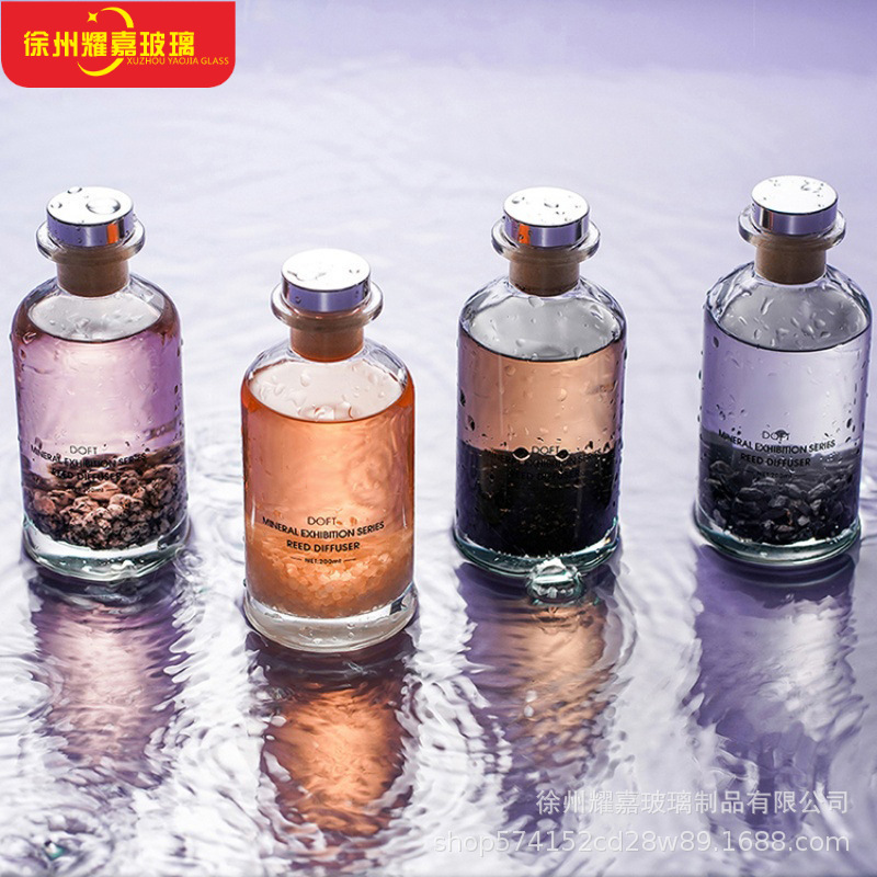 Botella de vidrio transparente sin fuego, botella vacía de aromaterapia, color galvanoplastia 150ml, decoración interior, botella de expansión creativa