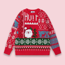 圣诞老人毛衣男女韩系宽松针织衫外套秋冬装百搭情侣装休闲上衣潮