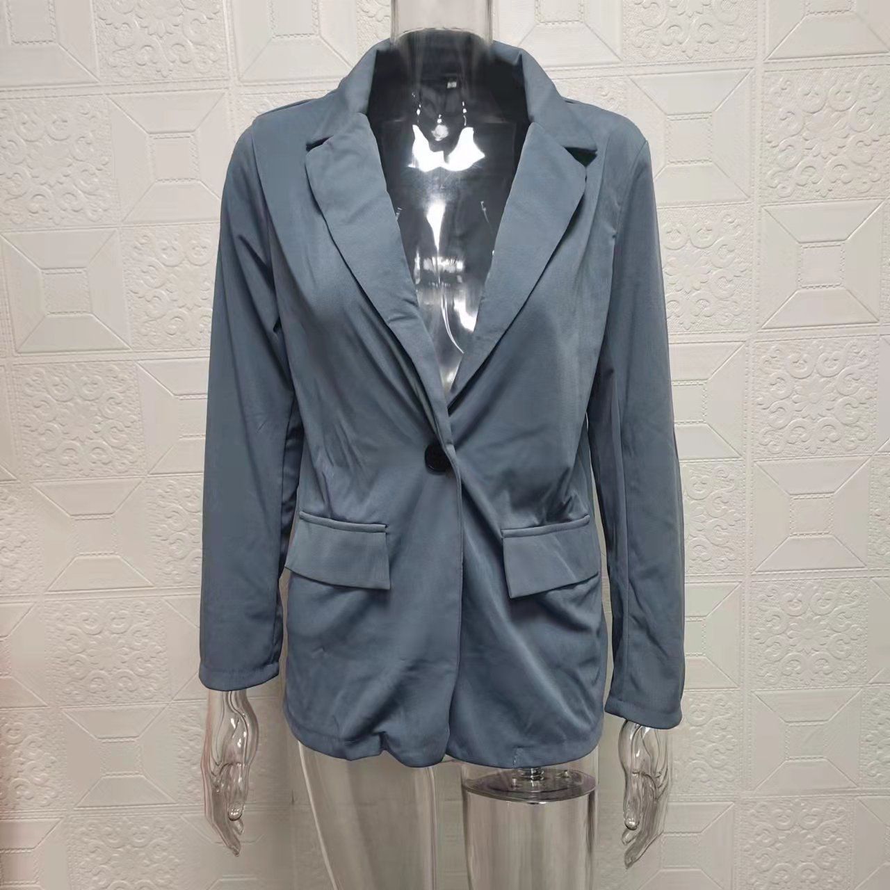 350g Weight Blazer Outerwear Type Long Sleeve Sleeve Length Single Breasted Placket Type Women'S Simple Style Solid Color Patchwork Single Breasted Blazer Blazer