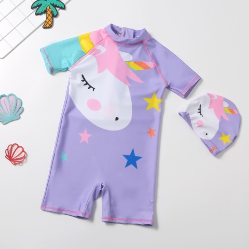 2024 New Children's Swimsuit Girls One-piece Bikini Swimsuit Cute Baby Small, Medium and Large Girls Swimwear