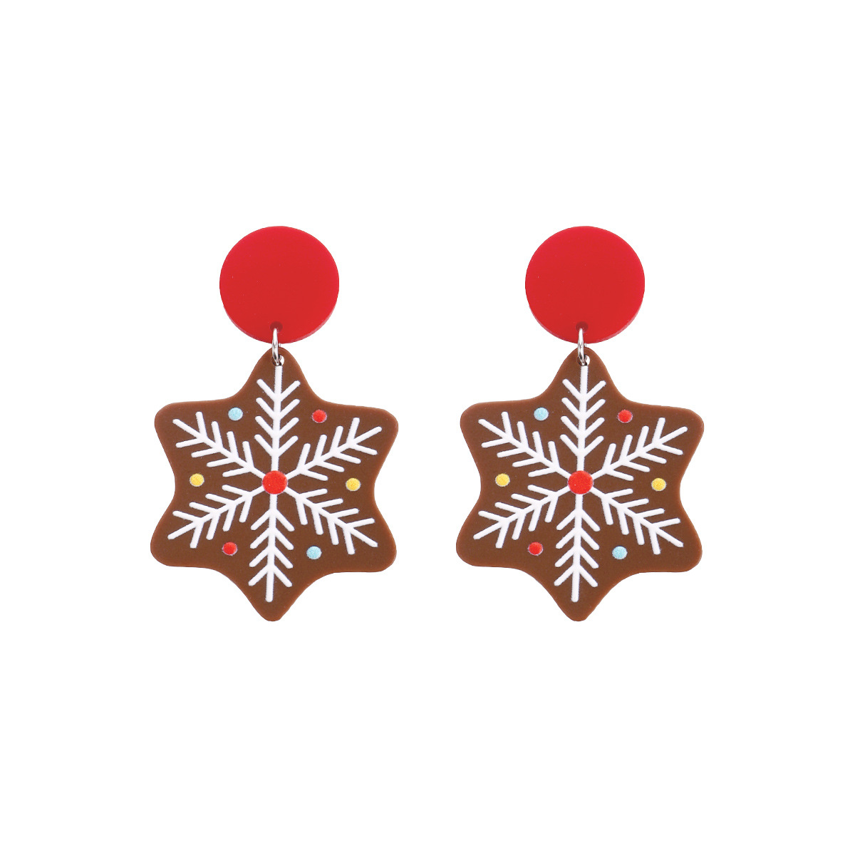 Daily Occasion Plastic Material Fashion Heart Shape Snowflake Plastic Printing Women's Drop Earrings 1 Pair