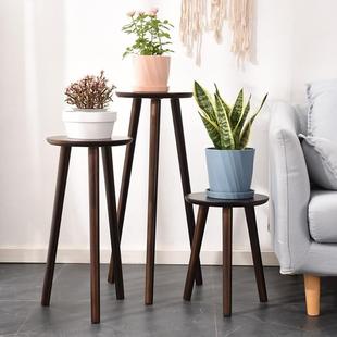 # Solid Wood Tall Flower Stand and Stool Living Room Balcony High and Low Stepped Large Flower Pot Rack Creative Storage Rack Long Legs to Place Tea