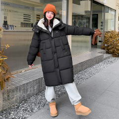 2025冬新款中长款羽绒棉服女士连帽休闲时尚面包服加厚设计感外套