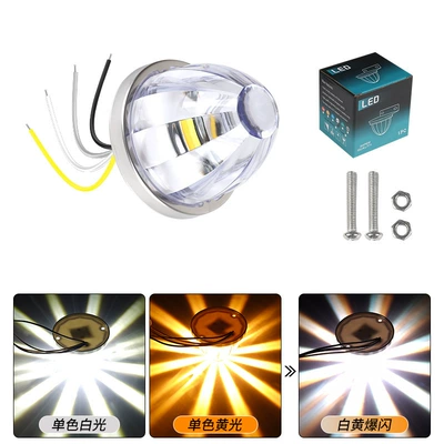 Cross-Border Dual-Color Watermelon Light Led Truck Chassis Light Width Indicator Light Car Indicator Light Truck Light Always on + Flashing (Width indicator light) - white-yellow-single-pack-10-30v-always-on-flashing