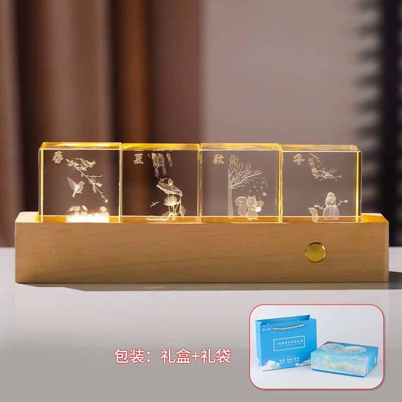 角型水晶置物小夜灯誕生日プレゼント3d内彫刻銀河太陽系創意デスクトップ水晶小夜灯|undefined
