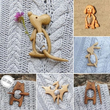 Wooden Animal Pattern Brooch Pin毛衣夹针可爱木制动物毛衣胸针