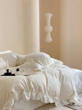 浪漫法式纯白花边寝具床品公主风奶油纯棉长绒棉四件套
