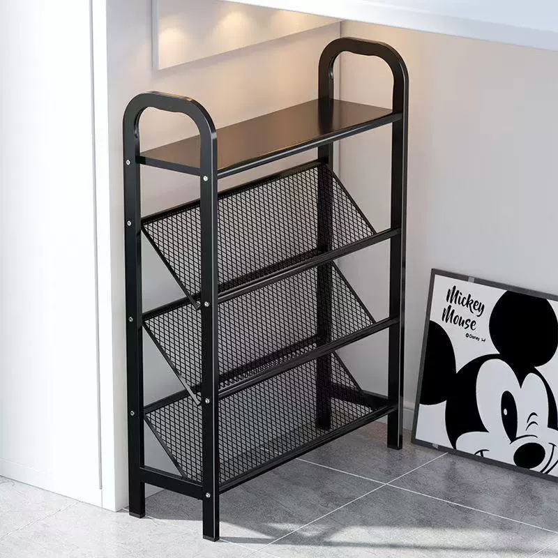 Полка для обуви для домашнего использования многослойная узкая металлическая стойка для обуви для общежития