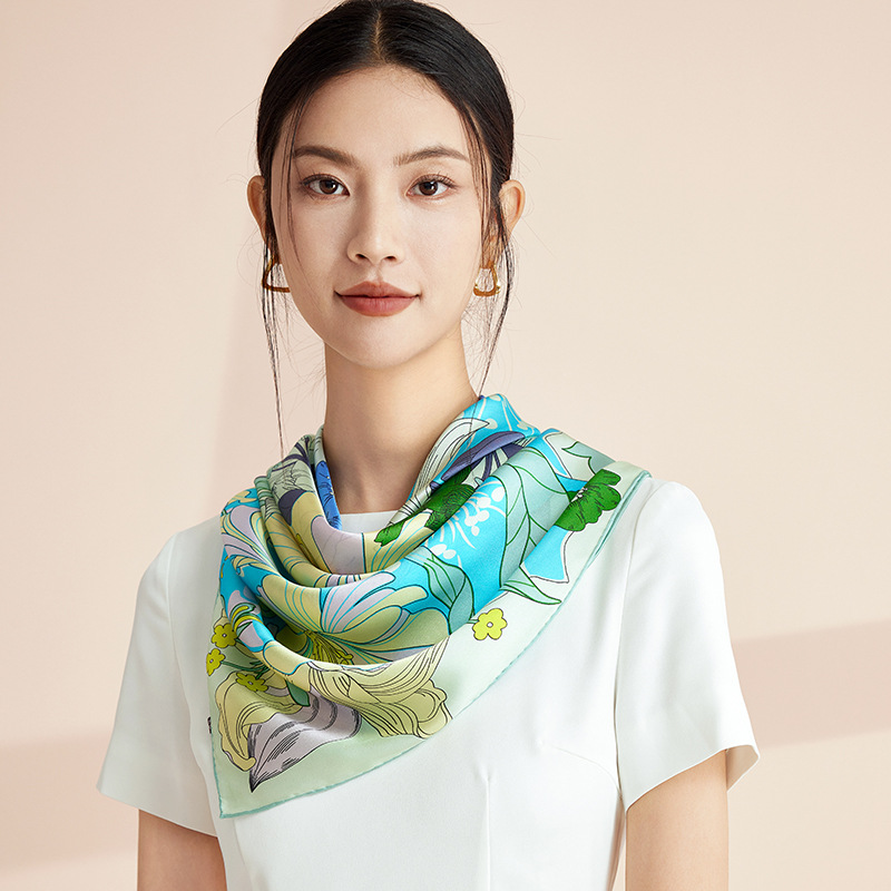 Foulard in seta di gelso di lusso - sciarpa quadrata crepe satin_voghion.com