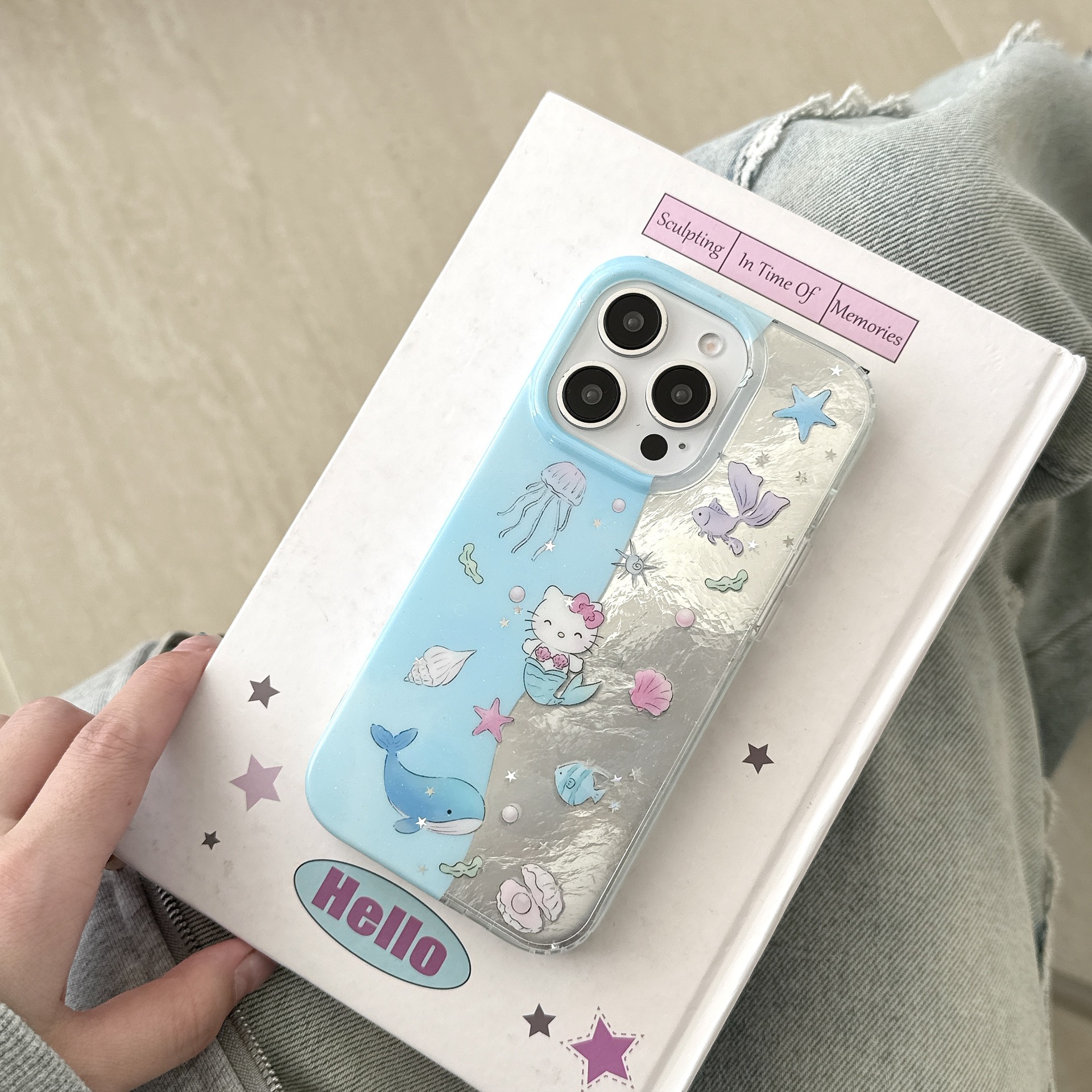 Capa única-costura de las olas del mar sirena KT gato JY