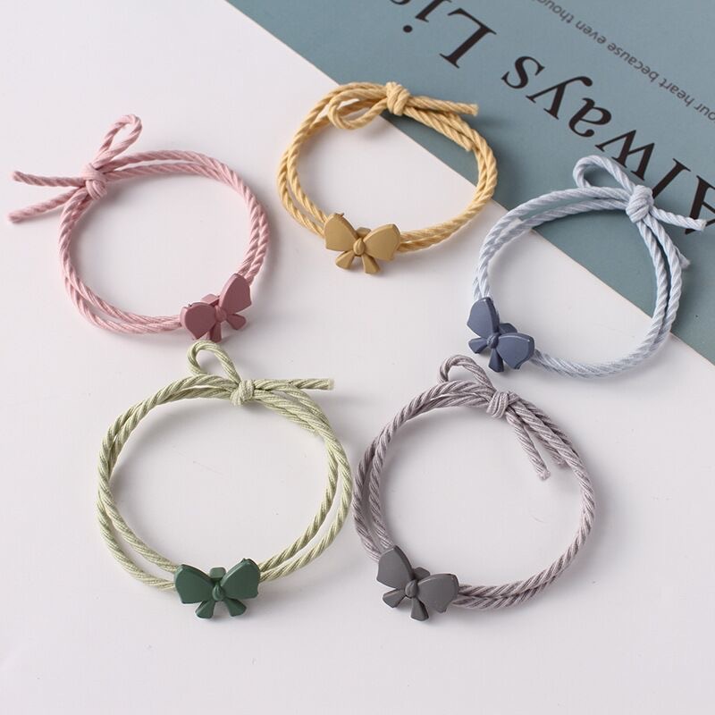 Internet Celebrant Bow Hair Rope Mori Style Cute Hair Ring Small Fresh Simple Tie Head Rubber Tendon Cartoon All-match Korean Style Leather Cover
