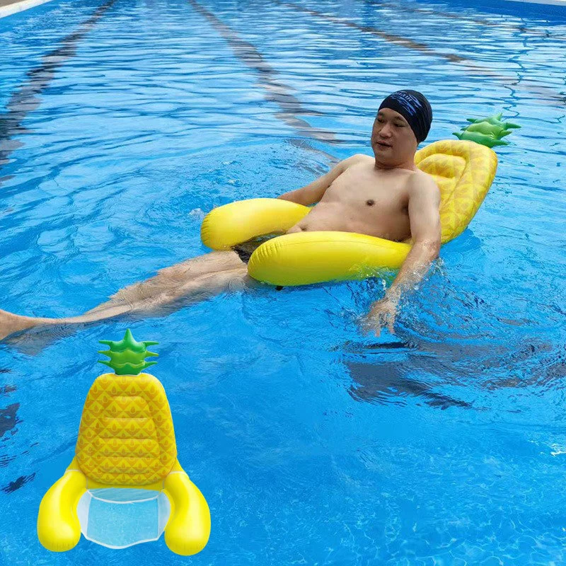 Новый Amazon ПВХ надувная вода плавающая сетка сиденье ананас плавающая кровать складная надувная плавающая кровать ананас плавающий