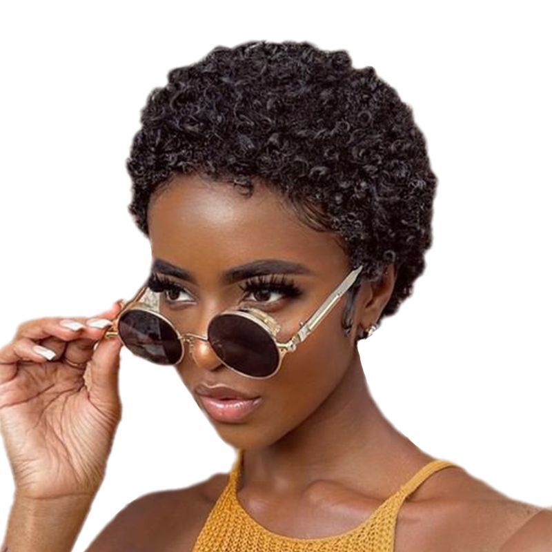 非洲小卷棕色假发美式风自然透气蓬松 afro Kinkly Curly Wig|undefined
