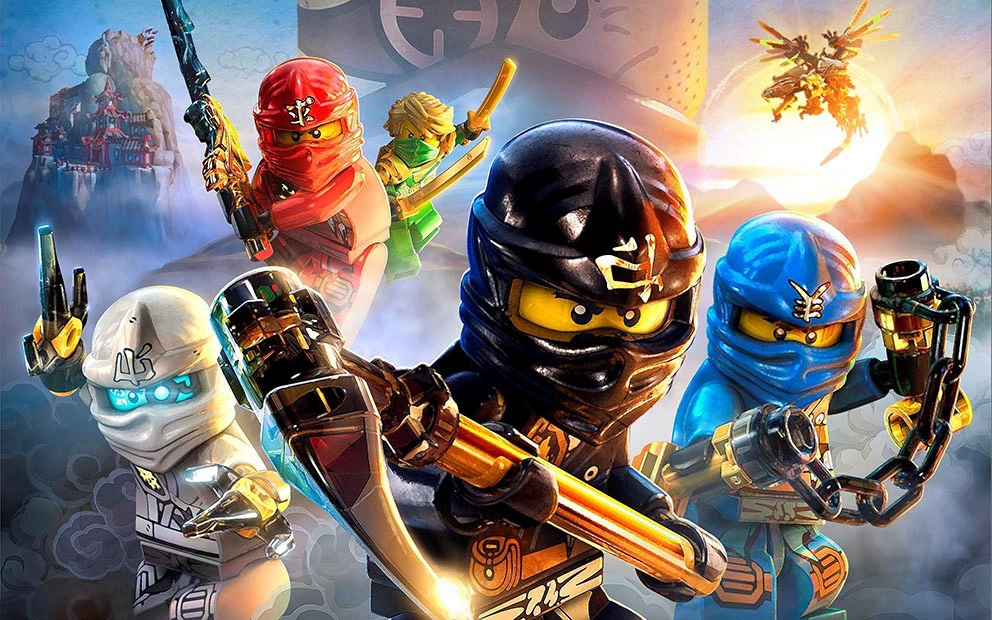 Фотозона (Lego Ninjago) баннер для праздника, тонкая ткань 150×100–300×300 см, разные цвета