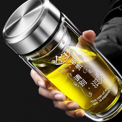 双层中空钢化玻璃杯摔不烂的保温水杯茶水分离男士防摔耐高温无