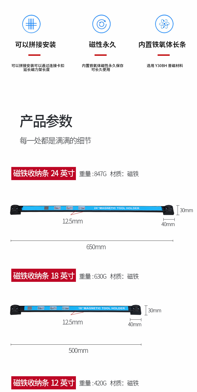 Magnetic tool magnetic frame car repair suction magnet wall hanging storage rack hanging strip box plate auto repair Auto Protection hardware tools
