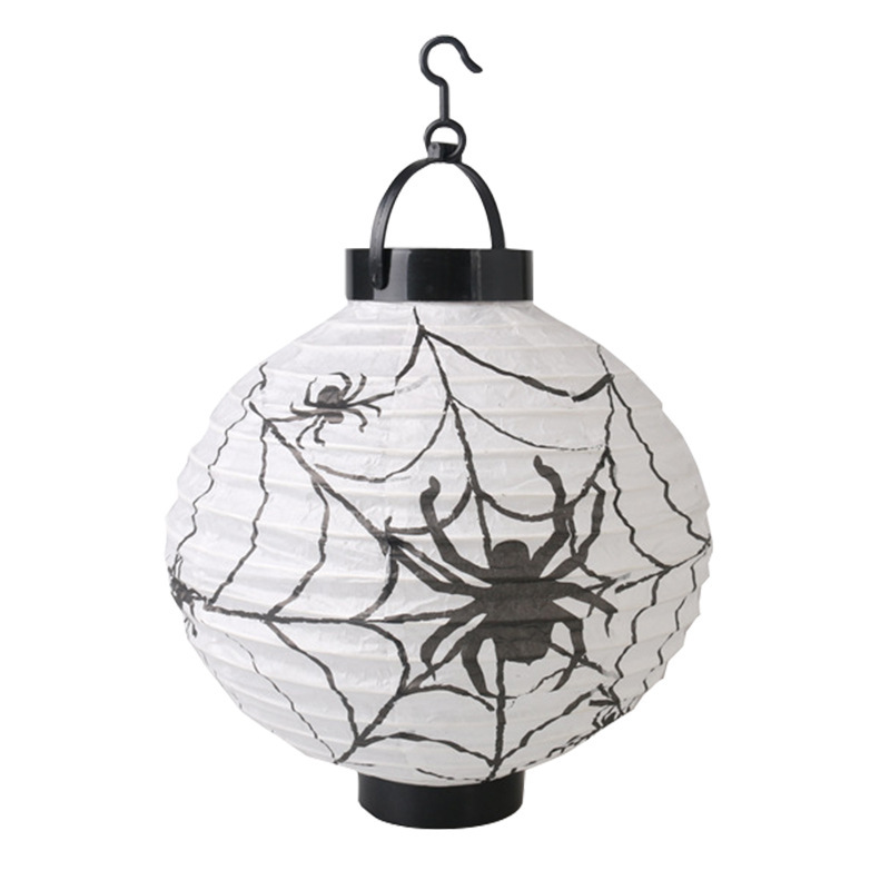 Transfronterizo Halloween led linterna luminosa colgante plegable caja de baterías linterna calabaza cara murciélago linterna de papel